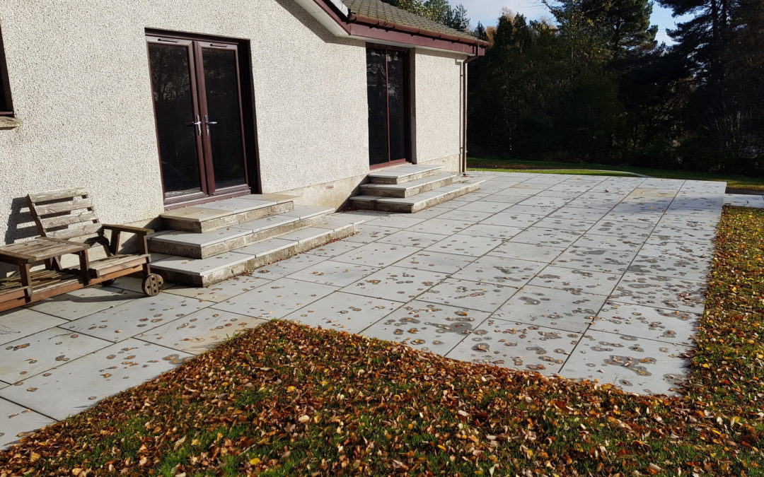 Large patio and steps + retaining block walls