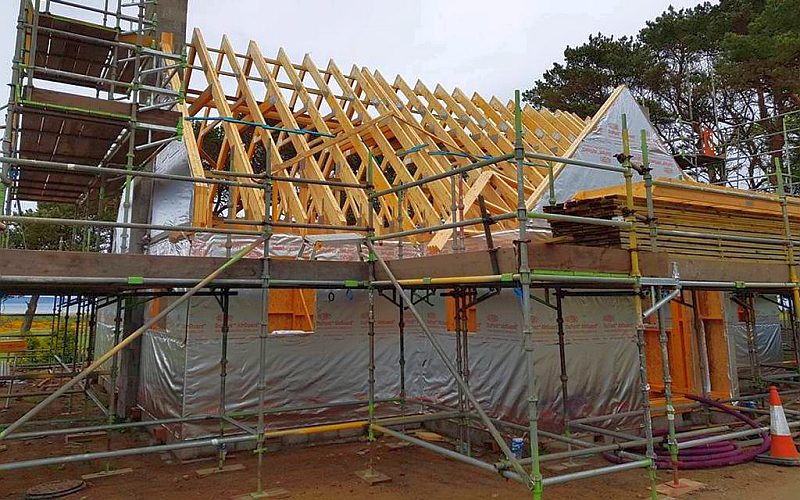 Trusses today, wish the weather was better